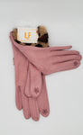 Cabin Fever Pink Suede and Leopard Print Gloves